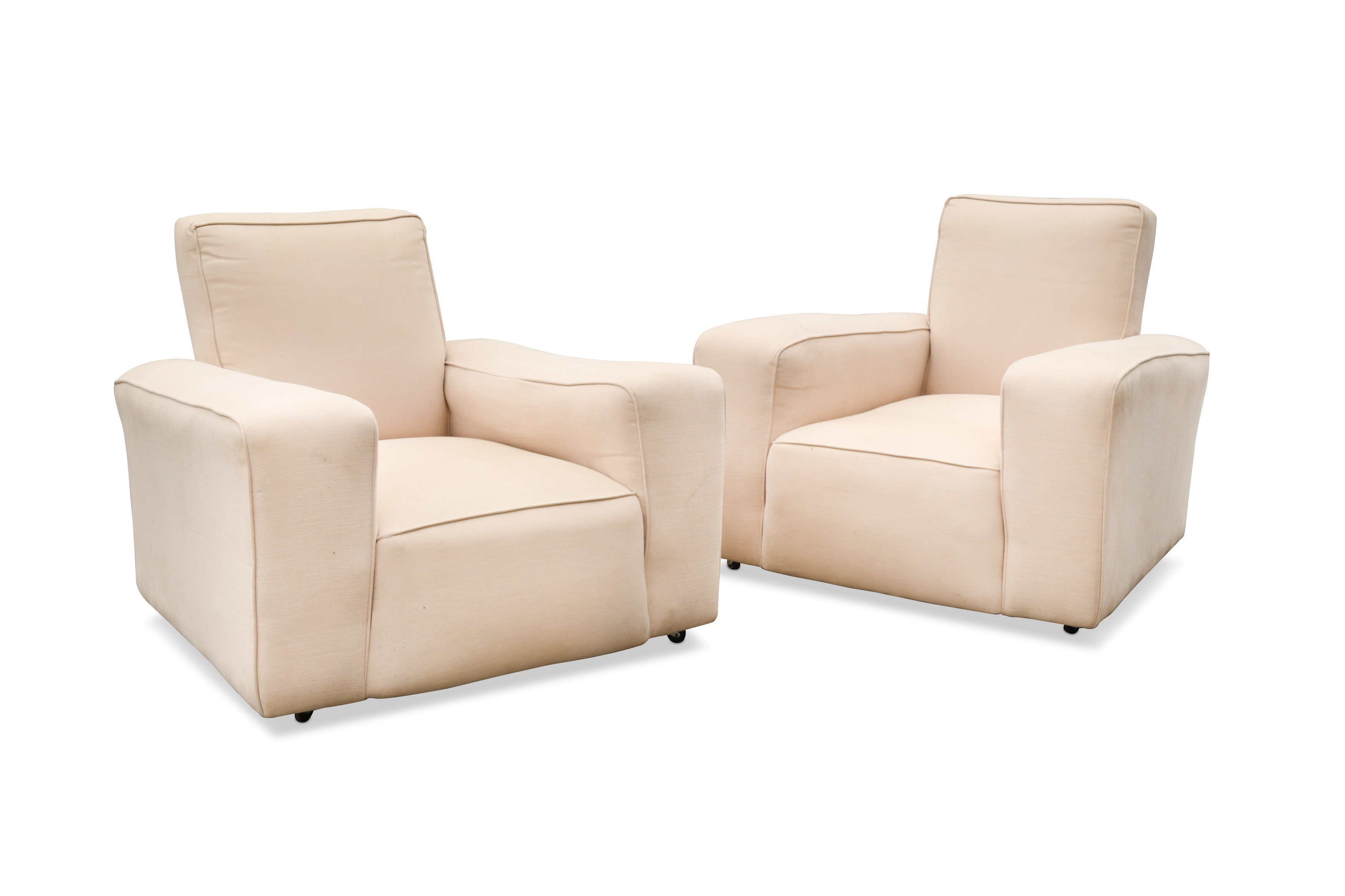 Betty Joel (18941985), a large pair of cream upholstered modernist