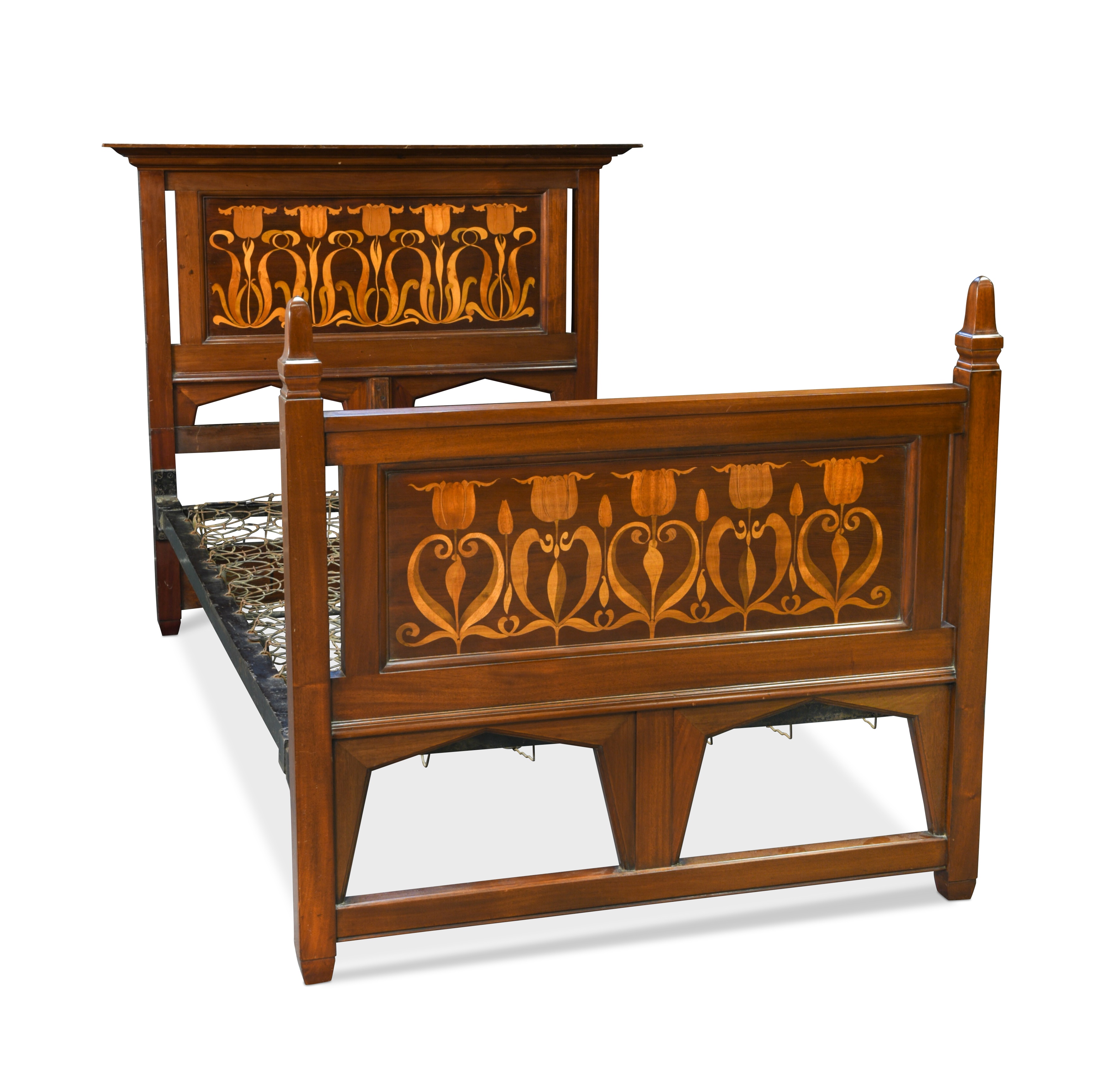 An Arts & Crafts single bed by Shapland & Petter Barnebys