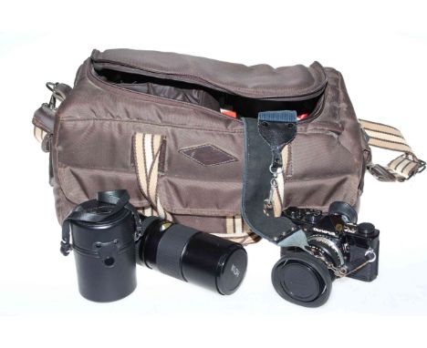 Olympus OM-2 camera, lenses, accessories and bag