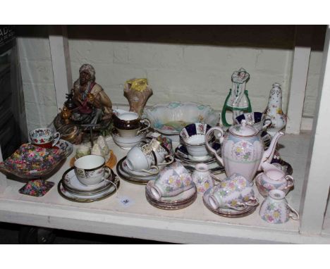 Capodimonte figure, Tuscan, Noritake and other teaware, cruets, Winton Hazel dish, Hammersley sifter, etc