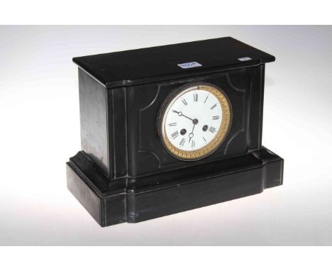 Victorian slate mantel clock with enamelled dial