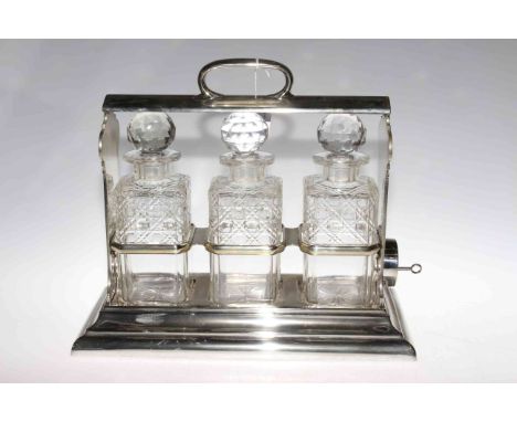 Early 20th Century silver-plated three bottle tantalus
