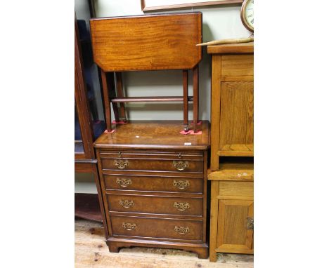 Georgian style neat burr walnut chest having brush slide above four long drawers on bracket feet together with a mahogany and