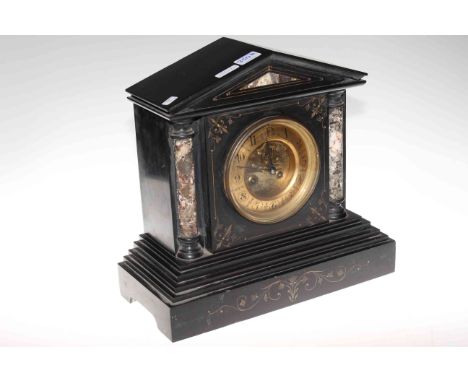 Victorian arched top marble and slate mantel clock with gilt dial