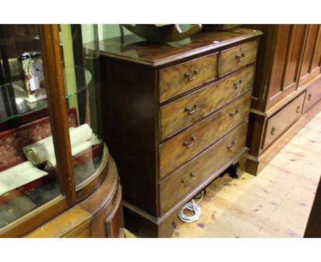 Victorian mahogany chest of two short above three long drawers on shaped bracket feet