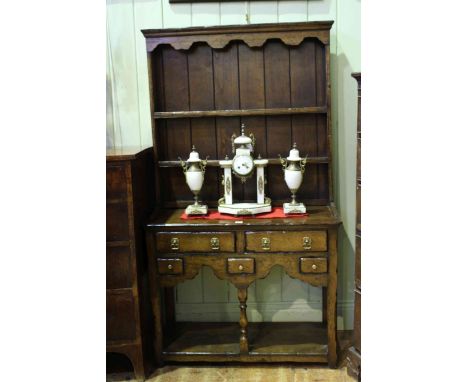 Period style neat oak potboard shelf back dresser