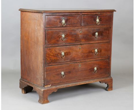 A George III mahogany chest of oak-lined drawers, on bracket feet, height 92cm, width 96cm, depth 47cm.Buyer’s Premium 29.4% 