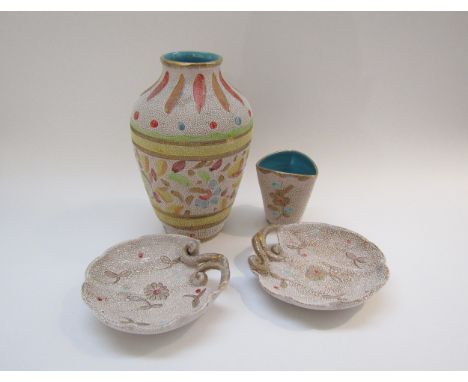 Four pieces 1950's Italian Fratelli Fanciullacci pottery, tallest 26cm 