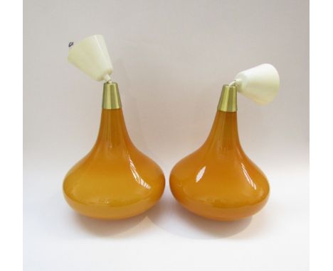 A pair of pendant light shades in the style of Massimo Vignelli for Venine Italy, 1960's, documented in the "Indoor" catalogu