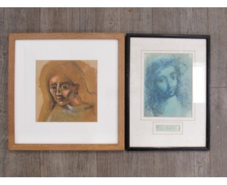 J A HOOPER (XX) A vintage original framed portrait of a woman, signed lower right,  21cm x 21cm and a similar framed portrait