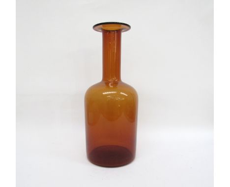 A Holmegaard amber glass Gul Vase by Otto Brauer, 45cm high 