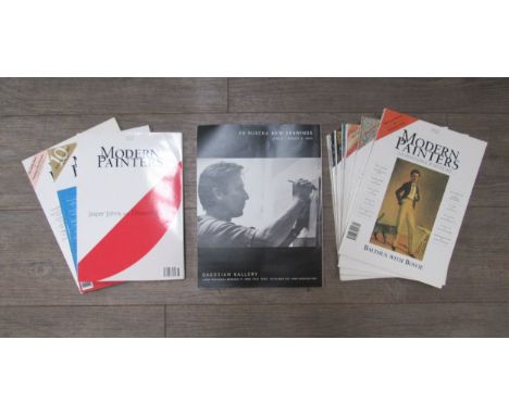 A collection of vintage Modern Painters magazines including articles on Gilbert and George, Paula Rego , David Hockney , Jasp