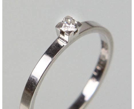   Weißgold Diamant Ring - WG 585   Weißgold 585 (14 Karat), sign. E.R., Gewicht ca. 1,45 Gramm, Verlobungsring mit einem Diam