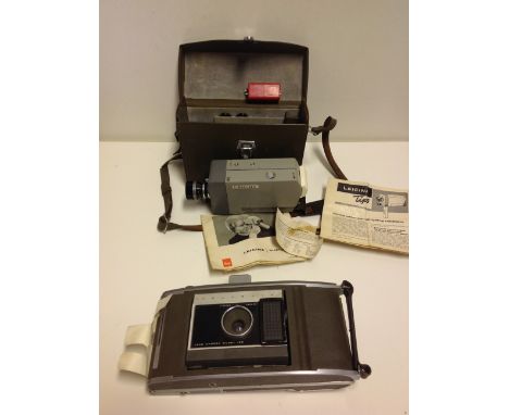 1960s Polaroid J66 camera plus a Leica cine camera in a case. 