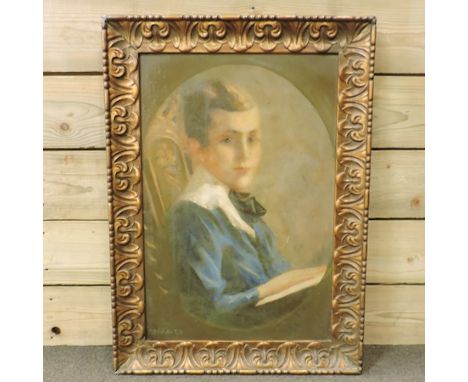 Gladys M. Baker, Edwardian portrait of Rev. Desmond Morse Boycott as a boy, signed, oil on canvas, 60 x 40cm