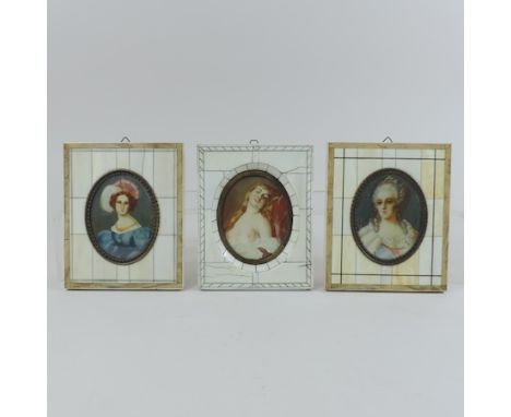 Lampi, portrait miniature of a young lady, 8 x 7cm, together with two others (3)