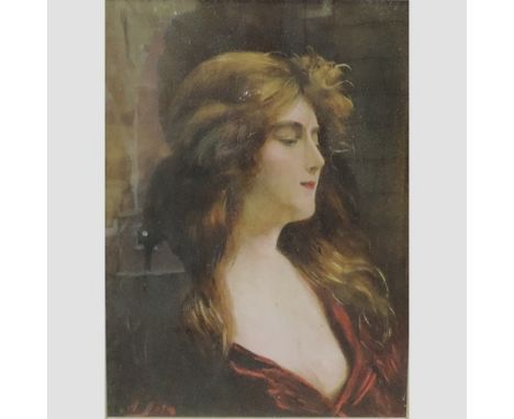 Angelo Asti, 1847-1903, portrait of a lady, oil on board, 41 x 29cm