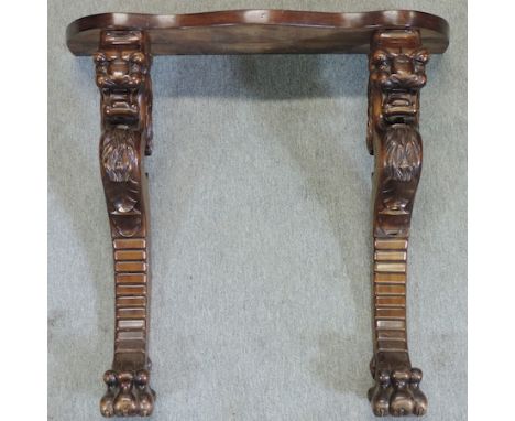A Chinese carved rosewood console table, on paw feet, 90cm 