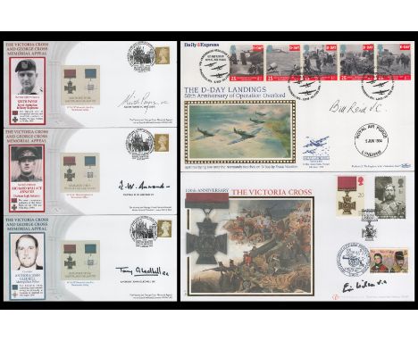 Victoria Cross Winners Collection of 5 Signed First Day Covers. Includes Signatures of Flt Lt Bill Reid VC, Lt Col ETC Wilson
