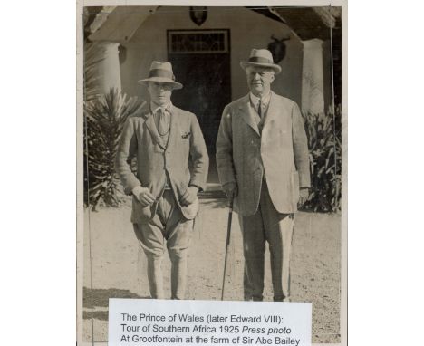 Prince Of Wales (Later Edward VIII) Original Vintage 1925 Press Photo at Grootfontein at the farm of Sir Abe Bailey. Showing 
