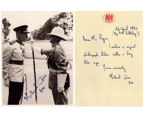 WW2. Lord Field Marshal Michael Carver KCB CB CBE DSO and Bar MC Signed 6 x 4.5 inch Vintage Black and White Photo. Also Sign