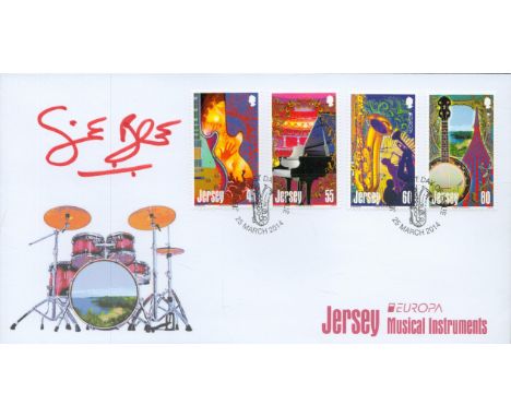 Ginger Baker (1939 2019), a signed Jersey Musical Instruments FDC. Postmarked 25 March 2014.Drummer of the legendary rock gro