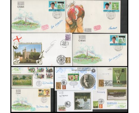 Cricket. Collection of 10 Cricket First Day Covers Signed. Includes Signatures of Derek Underwood x2, Alan Knott, Bob Woolmer
