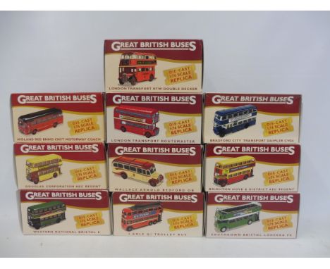 A quantity of 1/76 scale Atlas 'Great British Buses'. 