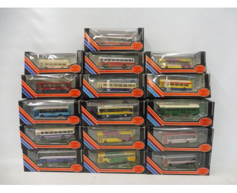 16 boxed Exclusive First Edition single decker buses.