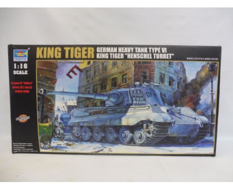 A boxed 1:16 scale King Tiger German heavy tank, limited edition, appears brand new in box.