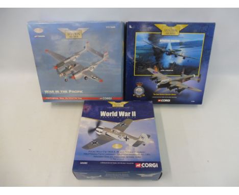 Corgi Aviation: P38J Lightening, the Avro Lancaster and The Focke Wulf FW190A. 