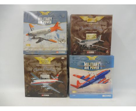 Four boxed 1:44 scale Corgi Aviation Archive models, Vickers Viscount, Douglas Aerlingus, Douglas R4D5 and a Vickers Viscout 