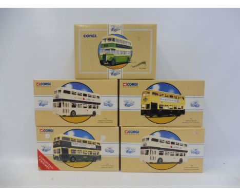 A selection of Corgi buses and coaches (5). 
