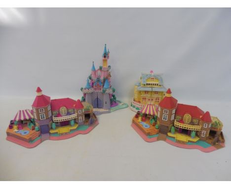 Four large scale vintage Polly Pocket playsets marked Bluebird Swindon England.