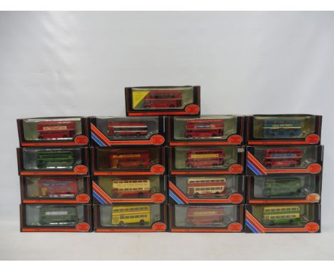 17 boxed Exclusive First Edition double decker buses.