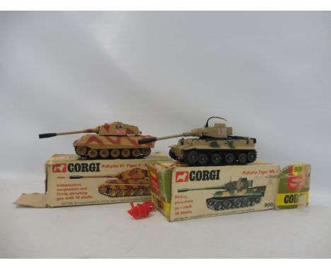 Two boxed Corgi circa 1970s German tanks including the King Tiger.
