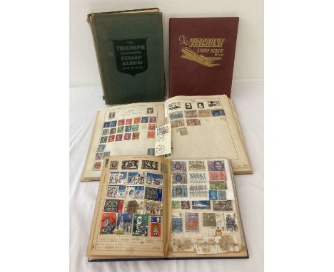 A collection of 4 vintage stamp albums containing British and world stamps. Comprising; The Triumph Illustrated Stamp Album w