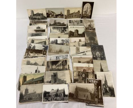 Approx. 125 assorted vintage postcards of Norfolk Churches.