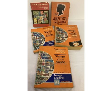 A collection of 5 vintage "Stanley Gibbons" catalogues. To include volumes from 1961, 1976 and 1989.