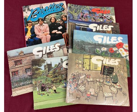 The Beatles; 1970's Octopus publication hardback book together with 6 vintage Giles Cartoons books.