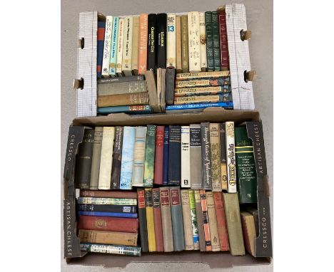 2 boxes of vintage fiction novels. Authors to include: Graham Greene, R.L. Stevenson, Jules Verne and Mark Twain.