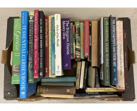 A box of vintage &amp; modern books relating to: gardening, wildlife, art, wine making &amp; architecture. To include Observe