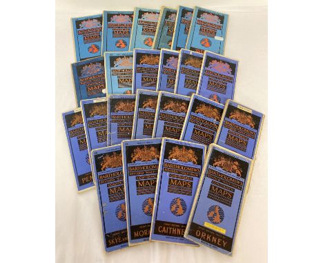 A collection of 23 vintage cloth mounted ordnance survey maps by Bartholomew's. To include: The-Solway, Arisaig and Lochaber,