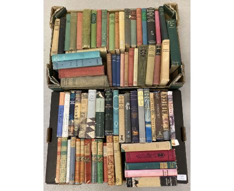 2 boxes of vintage fiction novels; one box complete with dust covers. Authors to include: Evelyn Waugh, C.S. Lewis, J.B. Prie