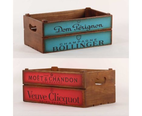 Two wooden wine crates, 44cm wide (2)