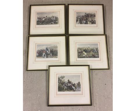 5 Victorian military prints of the Indian Mutiny Framed & glazed Each 15 x 22cm