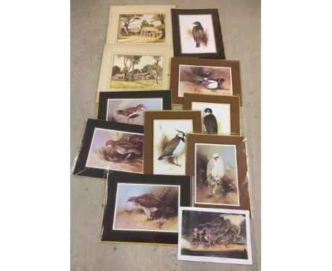 A quantity of unframed pictures & prints to include watercolours & vintage. A. Hayman.  