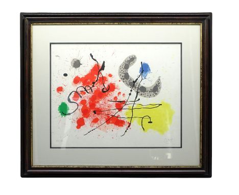 Farblithographie auf Japanpapier von " Joan MIRO (1893-1983) " Die Eidechse mit den Goldfedern, 1967Handsigniert u. Datiert :