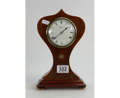 Inlaid Art Nouveau mantle clock by Porter of Wiggen.
