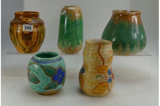 A Collection Of Wade Heath Wade Flaxman Art Deco Style Vases